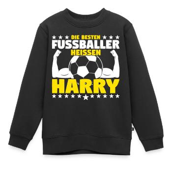 Die besten Fußballer heißen Harry - Kinder Premium Organic Sweatshirt - Schwarz - Vorne - AI Model Kid Female (0cm)