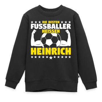 Die besten Fußballer heißen Heinrich - Kinder Premium Organic Sweatshirt - Schwarz - Vorne - AI Model Kid Female (0cm)