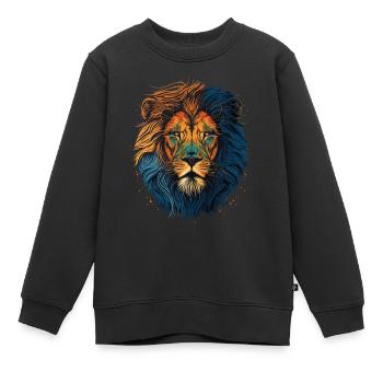 Löwenkopf mit Mähne - Kinder Premium Organic Sweatshirt - Schwarz - Vorne - AI Model Kid Female (0cm)