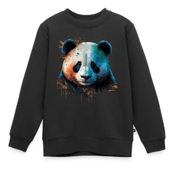 Bunte Panda Illustration - Kinder Premium Organic Sweatshirt - Schwarz - Vorne - AI Model Kid Female (0cm)