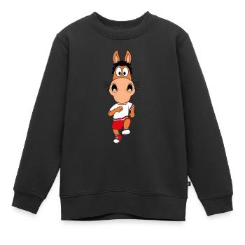 PFERD - PONY - LAUFEN - SPORT - FITNESS - JOGGEN - Kinder Premium Organic Sweatshirt - Schwarz - Vorne - AI Model Kid Female (0cm)