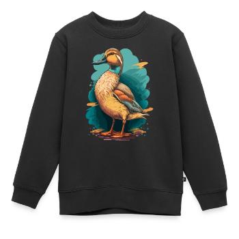 Drôle de canard - Sweat Premium enfant bio - noir - Devant - AI Model Kid Female (0cm)