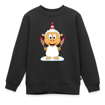 SCHAF - FEUERWERK - SILVESTER - NEUJAHR - LIEBE - Kinder Premium Organic Sweatshirt - Schwarz - Vorne - AI Model Kid Female (0cm)