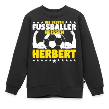 Die besten Fußballer heißen Herbert - Kinder Premium Organic Sweatshirt - Schwarz - Vorne - AI Model Kid Female (0cm)