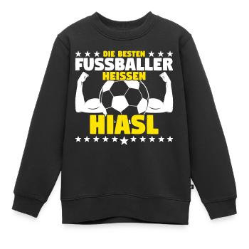 Die besten Fußballer heißen Hiasl - Kinder Premium Organic Sweatshirt - Schwarz - Vorne - AI Model Kid Female (0cm)