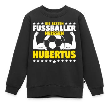 Die besten Fußballer heißen Hubertus - Kinder Premium Organic Sweatshirt - Schwarz - Vorne - AI Model Kid Female (0cm)
