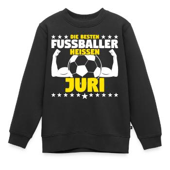 Die besten Fußballer heißen Juri - Kinder Premium Organic Sweatshirt - Schwarz - Vorne - AI Model Kid Female (0cm)