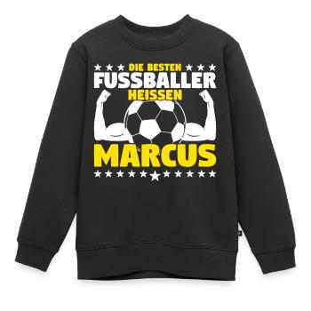 Die besten Fußballer heißen Marcus - Kinder Premium Organic Sweatshirt - Schwarz - Vorne - AI Model Kid Female (0cm)
