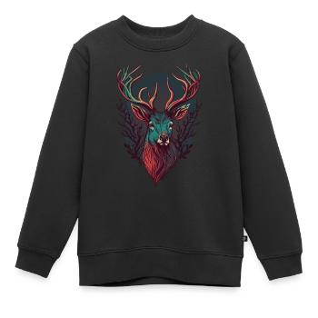 Geweih - Kinder Premium Organic Sweatshirt - Schwarz - Vorne - AI Model Kid Female (0cm)