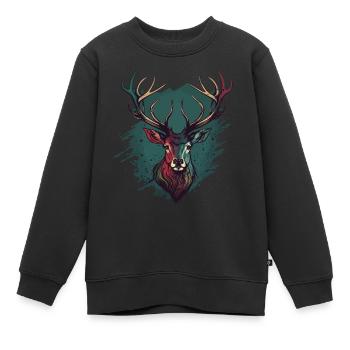Hirschkopf - Kinder Premium Organic Sweatshirt - Schwarz - Vorne - AI Model Kid Female (0cm)