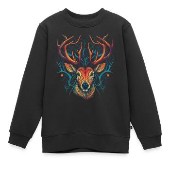 Verrückter Hirschkopf - Kinder Premium Organic Sweatshirt - Schwarz - Vorne - AI Model Kid Female (0cm)