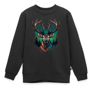Hirsch Silhouette - Kinder Premium Organic Sweatshirt - Schwarz - Vorne - AI Model Kid Female (0cm)