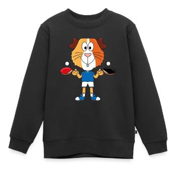 MEERSCHWEINCHEN - TISCHTENNIS - SPORT - TIERISCH - Kinder Premium Organic Sweatshirt - Schwarz - Vorne - AI Model Kid Female (0cm)