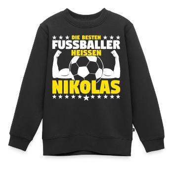 Die besten Fußballer heißen Nikolas - Kinder Premium Organic Sweatshirt - Schwarz - Vorne - AI Model Kid Female (0cm)