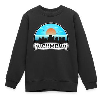 Richmond Virginia Usa Skyline Vintage Sunset Trave - Kinder Premium Organic Sweatshirt - Schwarz - Vorne - AI Model Kid Female (0cm)