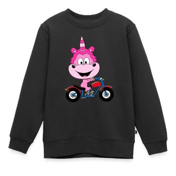 EINHORN - MOTORRAD - BIKER - MOTORSPORT - Kinder Premium Organic Sweatshirt - Schwarz - Vorne - AI Model Kid Female (0cm)