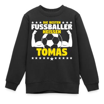 Die besten Fußballer heißen Tomas - Kinder Premium Organic Sweatshirt - Schwarz - Vorne - AI Model Kid Female (0cm)