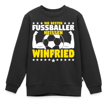 Die besten Fußballer heißen Winfried - Kinder Premium Organic Sweatshirt - Schwarz - Vorne - AI Model Kid Female (0cm)
