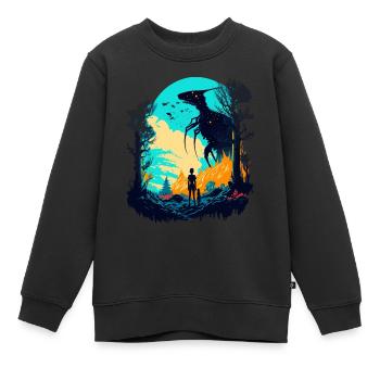 Alien rebelle - Sweat Premium enfant bio - noir - Devant - AI Model Kid Female (0cm)