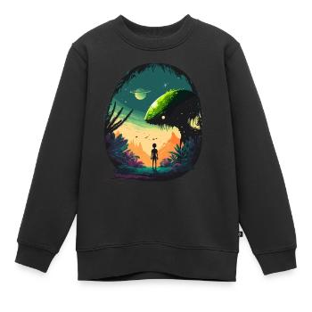 Sci-Fi-Landschaft - Kinder Premium Organic Sweatshirt - Schwarz - Vorne - AI Model Kid Female (0cm)