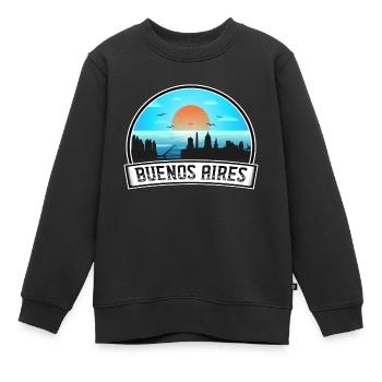Buenos Aires Argentine Skyline Vintage Sunset - Sweat Premium enfant bio - noir - Devant - AI Model Kid Female (0cm)