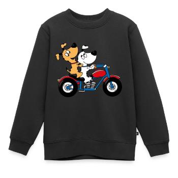 HUNDE - MOTORRAD - BIKER - TIERE - LIEBE - Kinder Premium Organic Sweatshirt - Schwarz - Vorne - AI Model Kid Female (0cm)