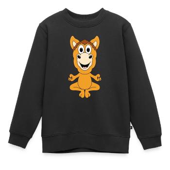 PFERD - PONY - YOGA - PILATES - TIER - TIERISCH - Kinder Premium Organic Sweatshirt - Schwarz - Vorne - AI Model Kid Female (0cm)