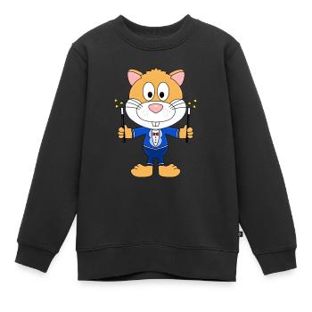 HAMSTER - ZAUBERER - ZAUBERN - ZAUBEREI - MAGIER - Kinder Premium Organic Sweatshirt - Schwarz - Vorne - AI Model Kid Female (0cm)