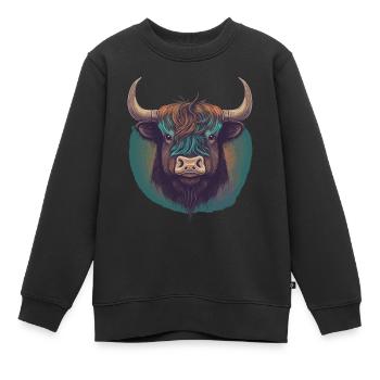 Yak tibétain - Sweat Premium enfant bio - noir - Devant - AI Model Kid Female (0cm)