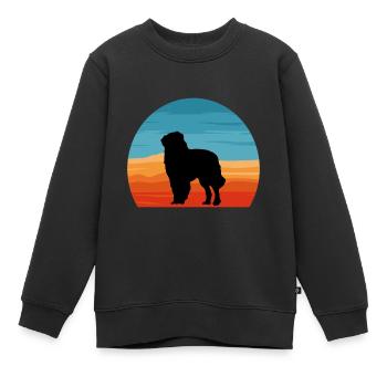 Karpaten Schäferhund Silhouette Retro Sonnenuntergang - Kinder Premium Organic Sweatshirt - Schwarz - Vorne - AI Model Kid Female (0cm)