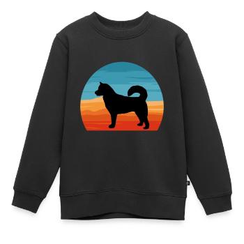 Sibérie orientale Laika Dog Silhouette Retro Sunset - Sweat Premium enfant bio - noir - Devant - AI Model Kid Female (0cm)