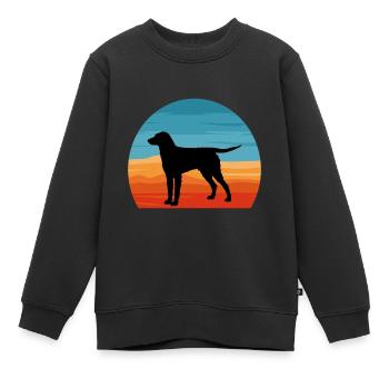 Curly Coated Retriever Dog Silhouette Retro Sunset - Kids Premium Organic Sweatshirt - black - Front - AI Model Kid Female (0cm)