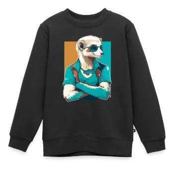 Frettchen Dude - Kinder Premium Organic Sweatshirt - Schwarz - Vorne - AI Model Kid Female (0cm)
