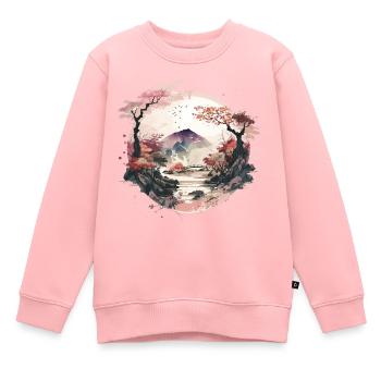 Jardin zen - Sweat Premium enfant bio - rose - Devant - AI Model Kid Female (0cm)