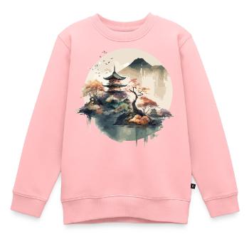 Traditionelle japanische Holzschnittkunst - Kinder Premium Organic Sweatshirt - Rosa - Vorne - AI Model Kid Female (0cm)