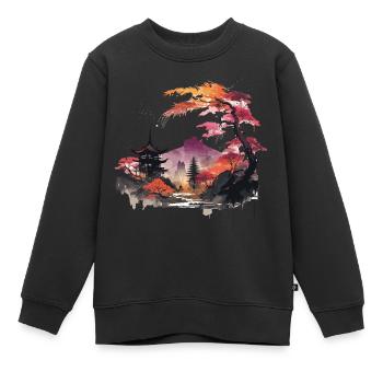 Paysage asiatique - Sweat Premium enfant bio - noir - Devant - AI Model Kid Female (0cm)