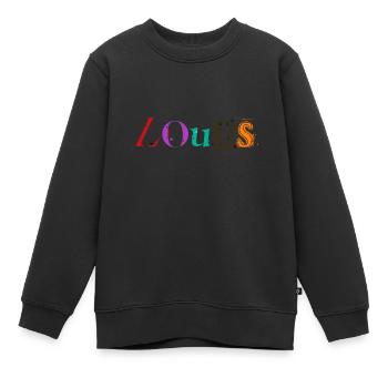 Louis, cadeau prénom sketchy - Sweat Premium enfant bio - noir - Devant - AI Model Kid Female (0cm)