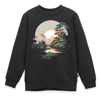 Œuvre d’art Sunrise - Sweat Premium enfant bio - noir - Devant - AI Model Kid Female (0cm)