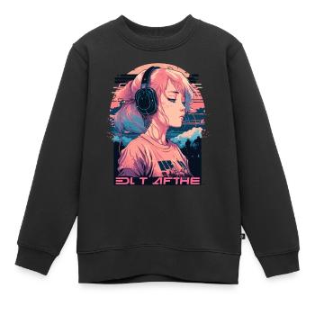 Trauriges Mädchen - Kinder Premium Organic Sweatshirt - Schwarz - Vorne - AI Model Kid Female (0cm)