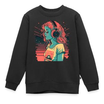 Waifu - Sweat Premium enfant bio - noir - Devant - AI Model Kid Female (0cm)