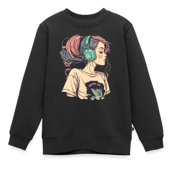 Lofi Beats - Sweat Premium enfant bio - noir - Devant - AI Model Kid Female (0cm)