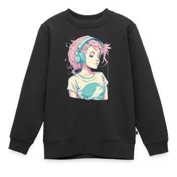 E-fille - Sweat Premium enfant bio - noir - Devant - AI Model Kid Female (0cm)