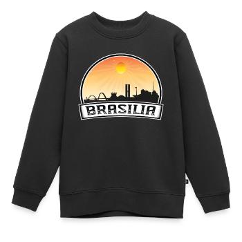 Brasilia Brasilien Skyline Vintage Sonnenuntergang Reise Souv - Kinder Premium Organic Sweatshirt - Schwarz - Vorne - AI Model Kid Female (0cm)