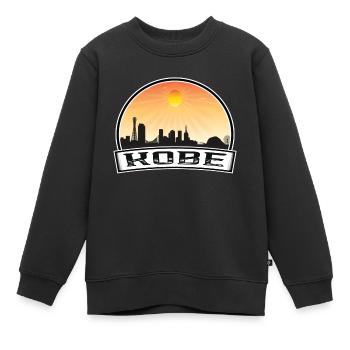 Kobe Japan Skyline Vintage Sunset Travel Souvenir - Kids Premium Organic Sweatshirt - black - Front - AI Model Kid Female (0cm)