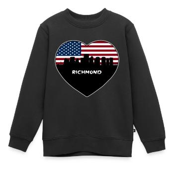 Richmond Virginia USA Flagge Skyline Reise Souvenir - Kinder Premium Organic Sweatshirt - Schwarz - Vorne - AI Model Kid Female (0cm)