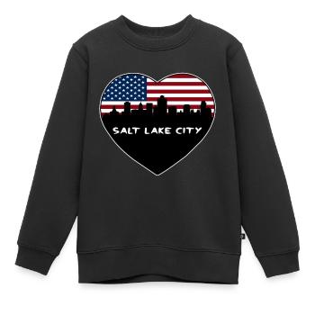 Salt Lake City Utah USA Flagge Skyline Reise Souven - Kinder Premium Organic Sweatshirt - Schwarz - Vorne - AI Model Kid Female (0cm)