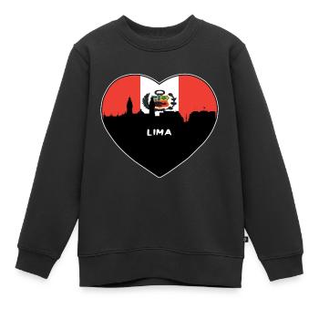 Lima Peru Flagge Skyline Reise Souvenir - Kinder Premium Organic Sweatshirt - Schwarz - Vorne - AI Model Kid Female (0cm)