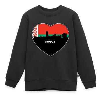 Minsk Weißrussland Flagge Skyline Reise Souvenir - Kinder Premium Organic Sweatshirt - Schwarz - Vorne - AI Model Kid Female (0cm)