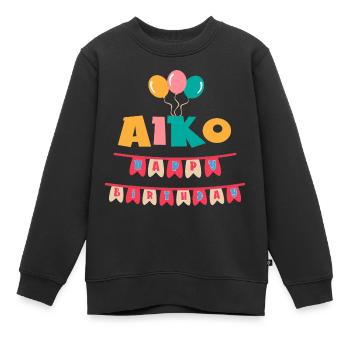 Aiko t-shirt joyeux anniversaire joyeux anniversaire - Sweat Premium enfant bio - noir - Devant - AI Model Kid Female (0cm)