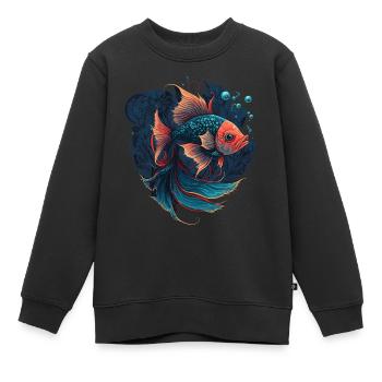 Schöne Fisch Illustration - Kinder Premium Organic Sweatshirt - Schwarz - Vorne - AI Model Kid Female (0cm)